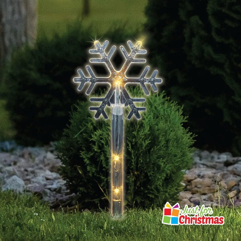 tooltime Christmas Stake Lights 8PK Christmas Snowflake LED Stake Lights Warm White Garden Patio Outdoor