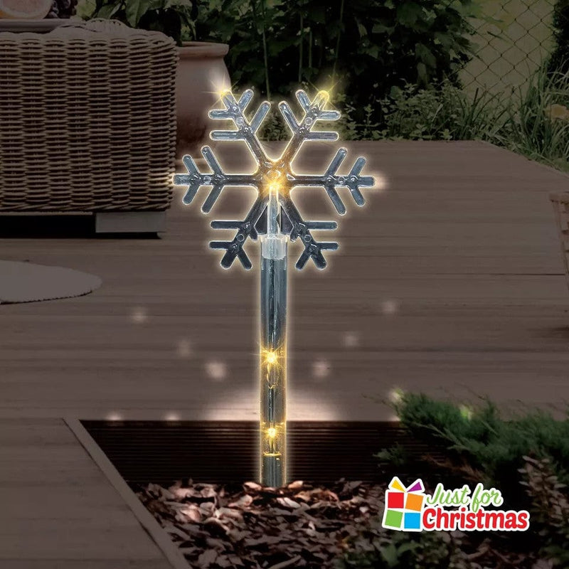 tooltime Christmas Stake Lights 8PK Christmas Snowflake LED Stake Lights Warm White Garden Patio Outdoor