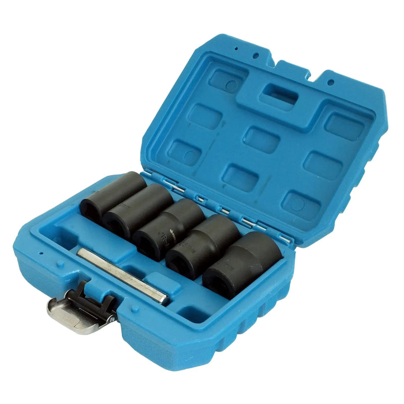 tooltime.co.uk 1/2" Dr. Socket 1/2" Dr. Grip & Twist Socket Set | 6pc Locking Wheel Nut Removers for Damaged Rounded Bolts