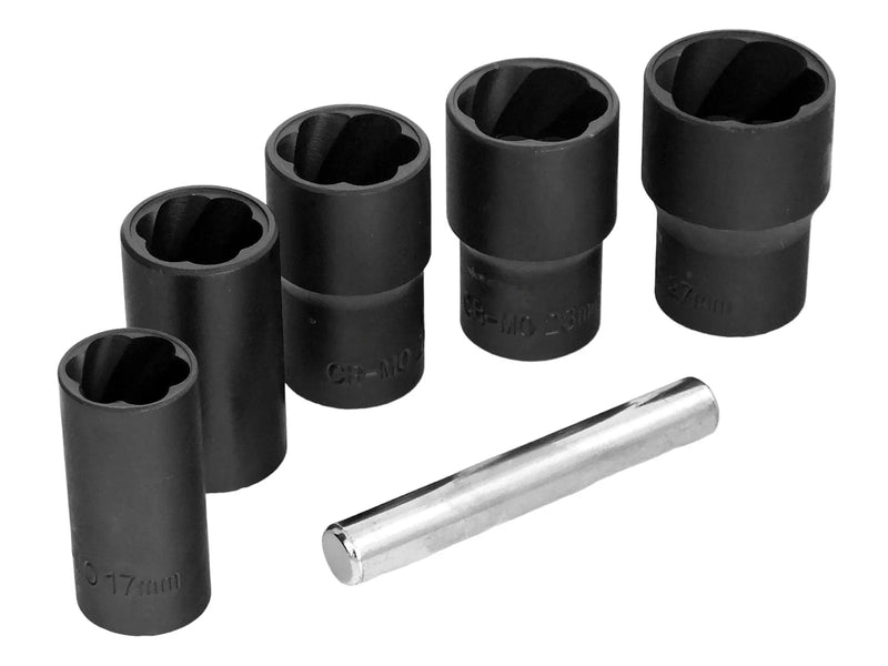 tooltime.co.uk 1/2" Dr. Socket 1/2" Dr. Grip & Twist Socket Set | 6pc Locking Wheel Nut Removers for Damaged Rounded Bolts