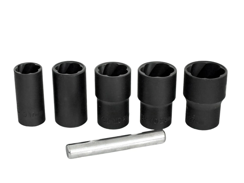 tooltime.co.uk 1/2" Dr. Socket 1/2" Dr. Grip & Twist Socket Set | 6pc Locking Wheel Nut Removers for Damaged Rounded Bolts