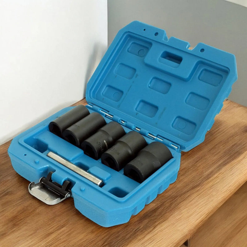 tooltime.co.uk 1/2" Dr. Socket 1/2" Dr. Grip & Twist Socket Set | 6pc Locking Wheel Nut Removers for Damaged Rounded Bolts