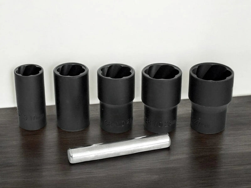 tooltime.co.uk 1/2" Dr. Socket 1/2" Dr. Grip & Twist Socket Set | 6pc Locking Wheel Nut Removers for Damaged Rounded Bolts