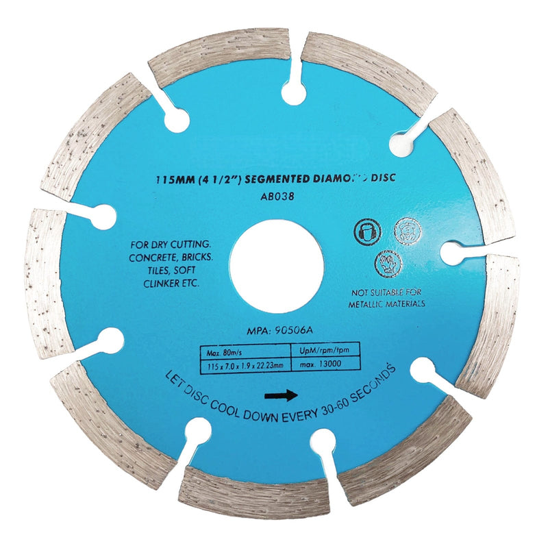 tooltime.co.uk Angle Grinder Diamond Cutting Discs 6 Pack Diamond Cutting Discs 115mm 4.5" Angle Grinder 22.2mm Bore