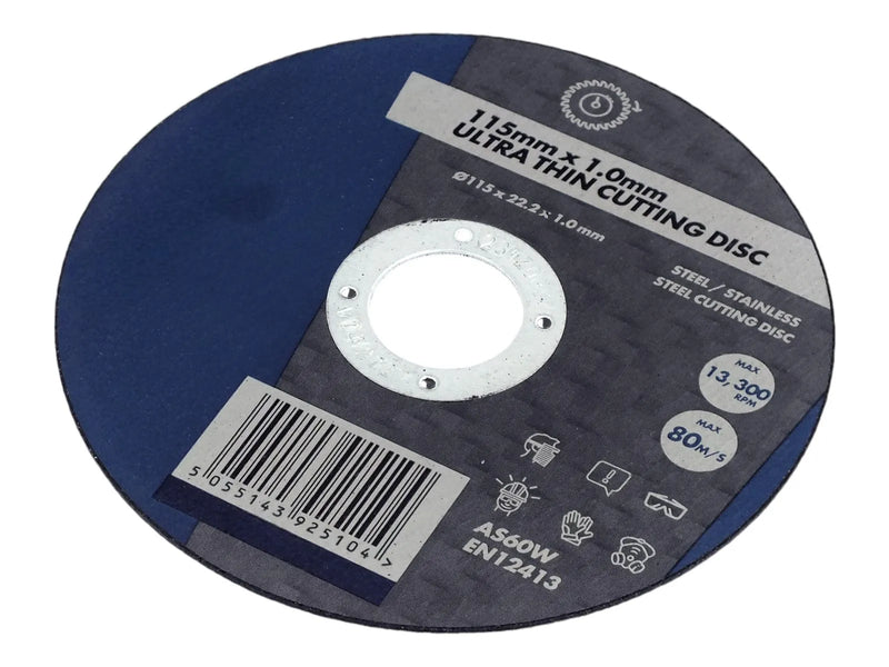 tooltime.co.uk Angle Grinder Discs Pack of 50 Ultra Thin Cutting Discs for Steel and Stainless Steel | 1 x 115 x 22.2mm | Includes Storage Tin