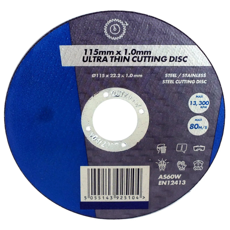 tooltime.co.uk Angle Grinder Discs Pack of 50 Ultra Thin Cutting Discs for Steel and Stainless Steel | 1 x 115 x 22.2mm | Includes Storage Tin