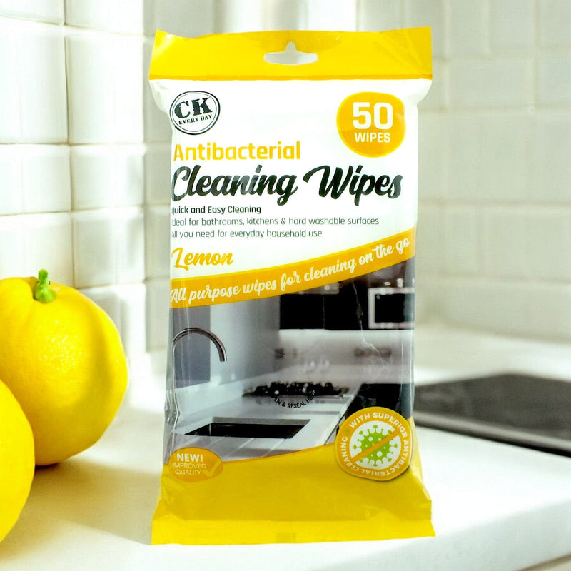 tooltime.co.uk Antibacterial Wipes Pack of 200 Lemon Scented Antibacterial Cleaning Wipes