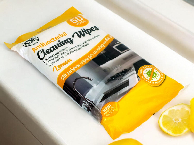 tooltime.co.uk Antibacterial Wipes Pack of 200 Lemon Scented Antibacterial Cleaning Wipes