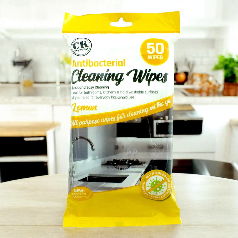 tooltime.co.uk Antibacterial Wipes Pack of 200 Lemon Scented Antibacterial Cleaning Wipes