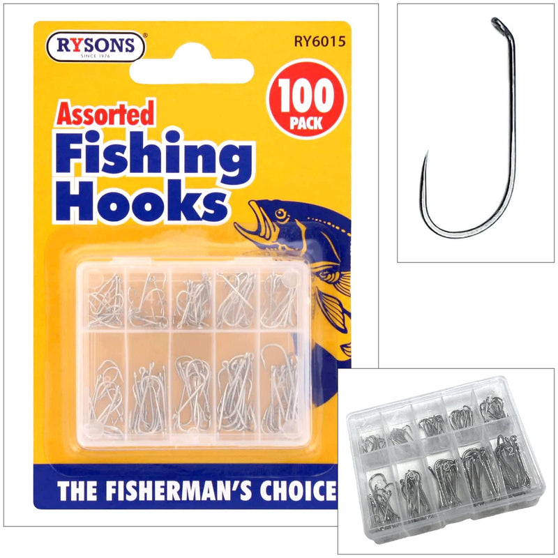 tooltime.co.uk Assorted Barbless Fishing Hooks 100pc Assorted Fishing Hooks with Storage Case