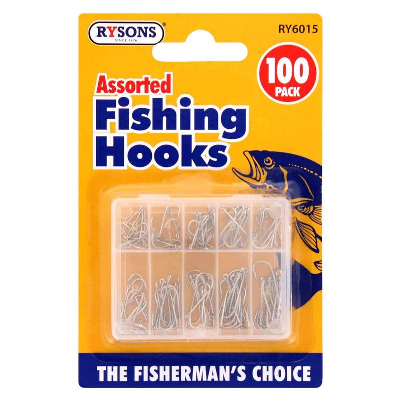 tooltime.co.uk Assorted Barbless Fishing Hooks 100pc Assorted Fishing Hooks with Storage Case