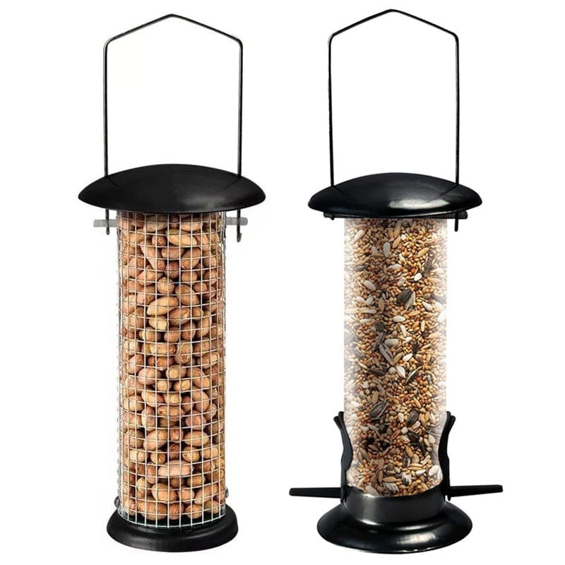 tooltime.co.uk Bird Feeders 2 Piece Hanging Bird Feeders Set for Nuts & Seeds Garden Feeding Station + Free Chart