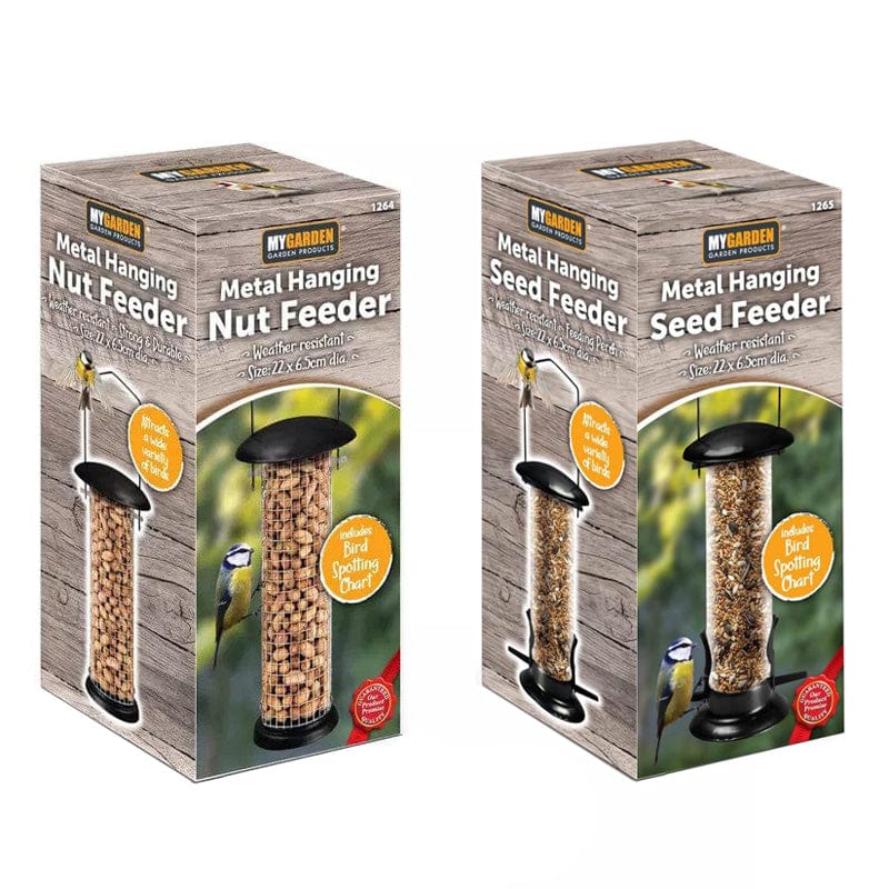 tooltime.co.uk Bird Feeders 2 Piece Hanging Bird Feeders Set for Nuts & Seeds Garden Feeding Station + Free Chart