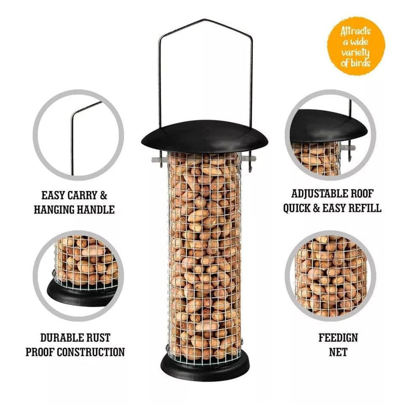 tooltime.co.uk Bird Feeders 2 Piece Hanging Bird Feeders Set for Nuts & Seeds Garden Feeding Station + Free Chart