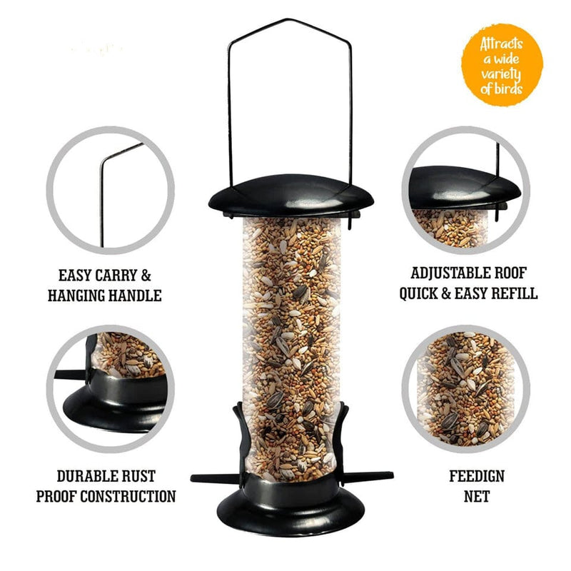 tooltime.co.uk Bird Feeders 2 Piece Hanging Bird Feeders Set for Nuts & Seeds Garden Feeding Station + Free Chart