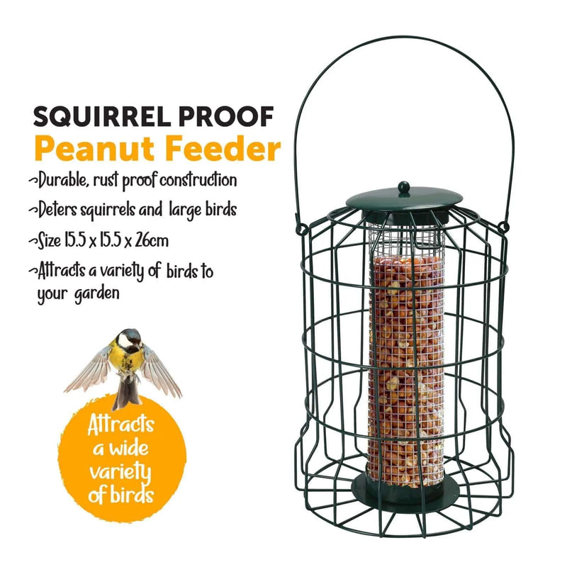 tooltime.co.uk Bird Feeders Set of 2 Hanging Bird Feeders with Squirrel Proof Cages for Peanuts and Fatballs