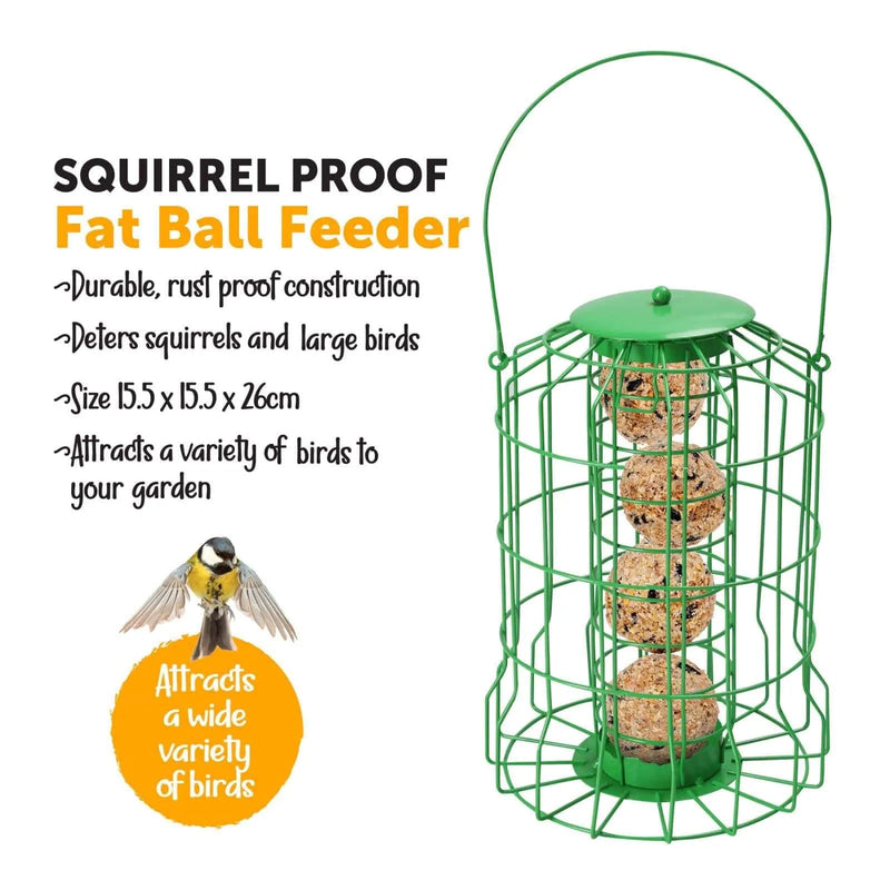 tooltime.co.uk Bird Feeders Set of 2 Hanging Bird Feeders with Squirrel Proof Cages for Peanuts and Fatballs