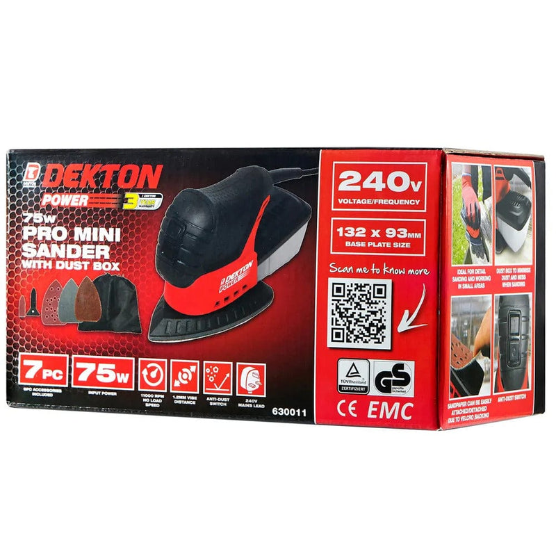 tooltime.co.uk Electric Detail Sander 75W Electric Mini Detail Sander plus 41 Mouse Sanding Sheets and Dust Collection Box