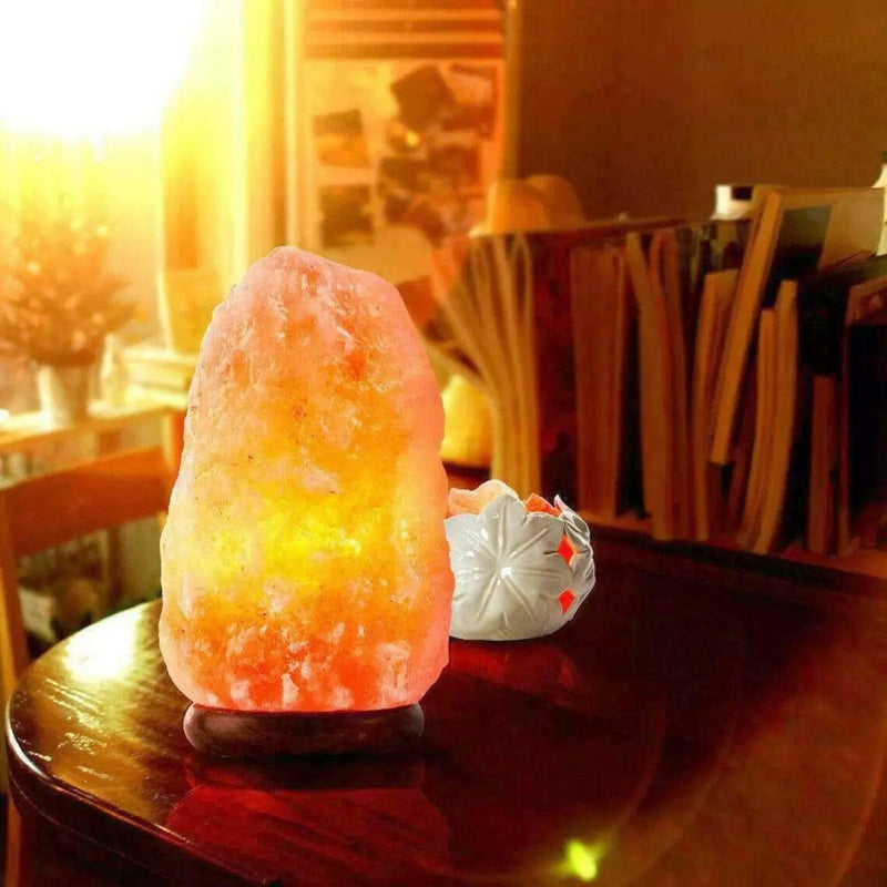 tooltime.co.uk Himalayan Crystal Salt Lamp 100% Natural Pink Himalayan Crystal Rock Salt Table Lamp with Wooden Base