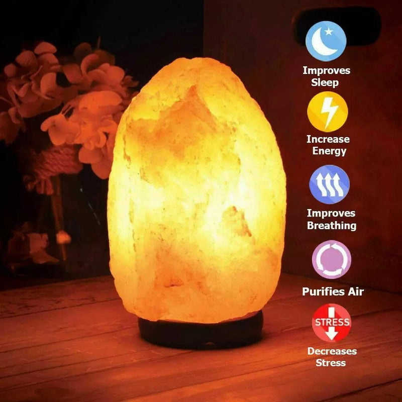 tooltime.co.uk Himalayan Crystal Salt Lamp 100% Natural Pink Himalayan Crystal Rock Salt Table Lamp with Wooden Base