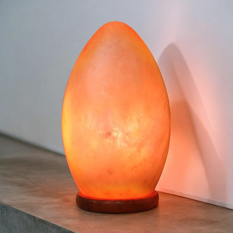 tooltime.co.uk Himalayan Crystal Salt Lamp Rock Salt Table Lamp 100% Natural Himalayan Crystal Egg Shaped Light with Wooden Base