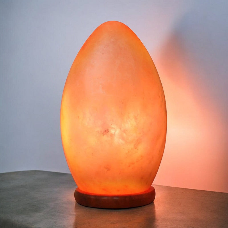 tooltime.co.uk Himalayan Crystal Salt Lamp Rock Salt Table Lamp 100% Natural Himalayan Crystal Egg Shaped Light with Wooden Base