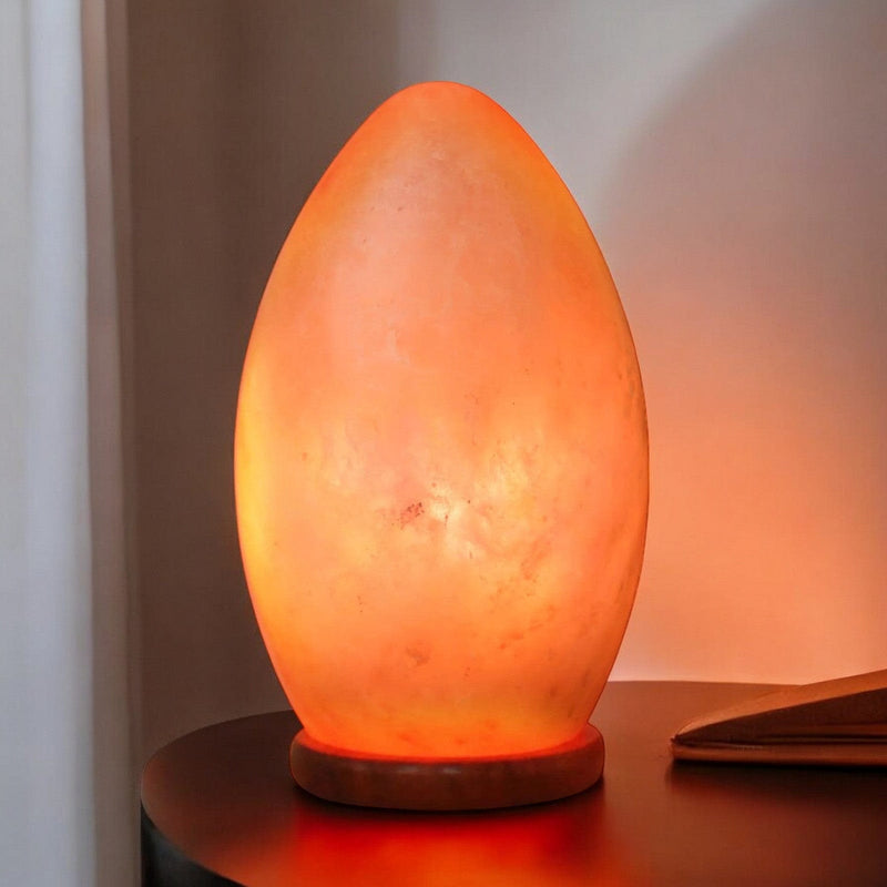 tooltime.co.uk Himalayan Crystal Salt Lamp Rock Salt Table Lamp 100% Natural Himalayan Crystal Egg Shaped Light with Wooden Base