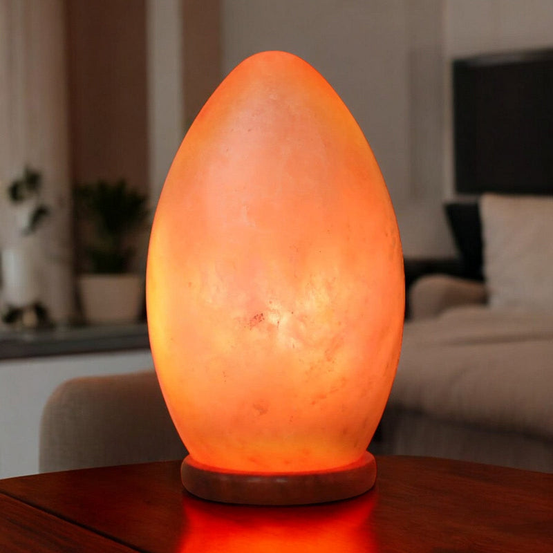 tooltime.co.uk Himalayan Crystal Salt Lamp Rock Salt Table Lamp 100% Natural Himalayan Crystal Egg Shaped Light with Wooden Base