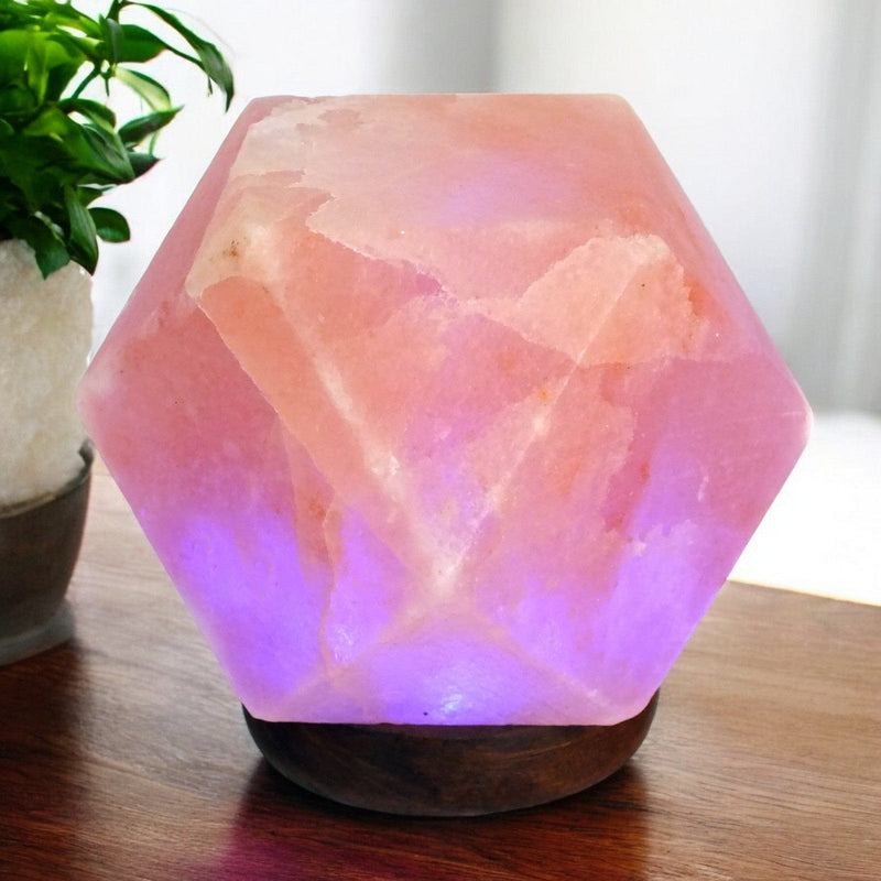 tooltime.co.uk Himalayan Crystal Salt Lamp USB Powered Rock Salt Table Lamp with LED Colour Changing Lights | 100% Natural Himalayan Crystal with Wooden Base