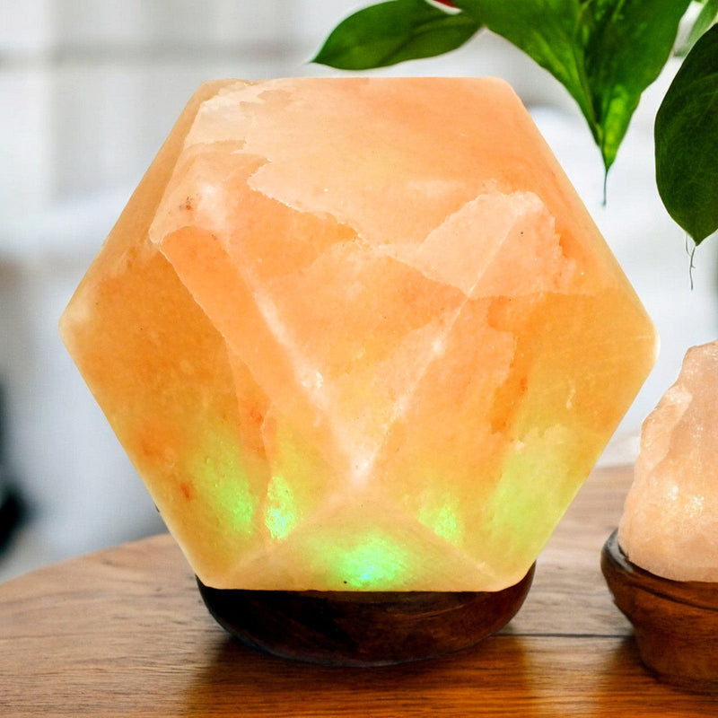 tooltime.co.uk Himalayan Crystal Salt Lamp USB Powered Rock Salt Table Lamp with LED Colour Changing Lights | 100% Natural Himalayan Crystal with Wooden Base