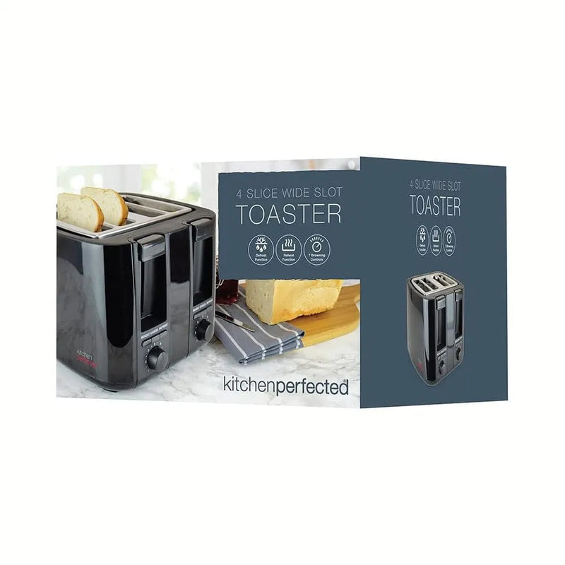 tooltime.co.uk Kettle & Toaster Set Black Cordless Kettle & 4 Slice Toaster Set | 1.7ltr Jug Fast Boil | Wide Slots Browning Control