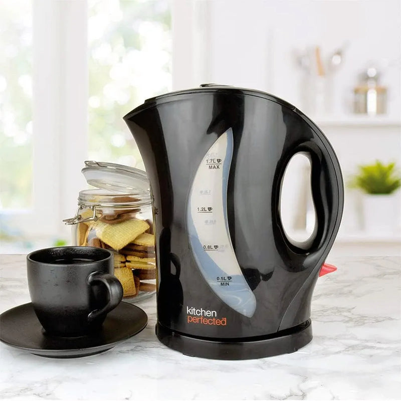 tooltime.co.uk Kettle & Toaster Set Black Cordless Kettle & 4 Slice Toaster Set | 1.7ltr Jug Fast Boil | Wide Slots Browning Control