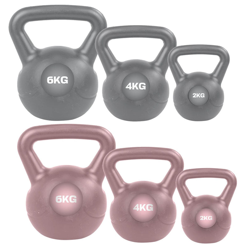 tooltime.co.uk Kettlebell Kettlebell Weights 2kg 4kg or 6kg Home Fitness Workout | Grey or Pink