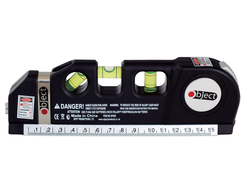 tooltime.co.uk Laser Level Multipurpose Laser Level with Horizontal and Vertical Spirit Levels and 14cm Measuring Tape