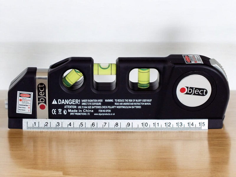 tooltime.co.uk Laser Level Multipurpose Laser Level with Horizontal and Vertical Spirit Levels and 14cm Measuring Tape