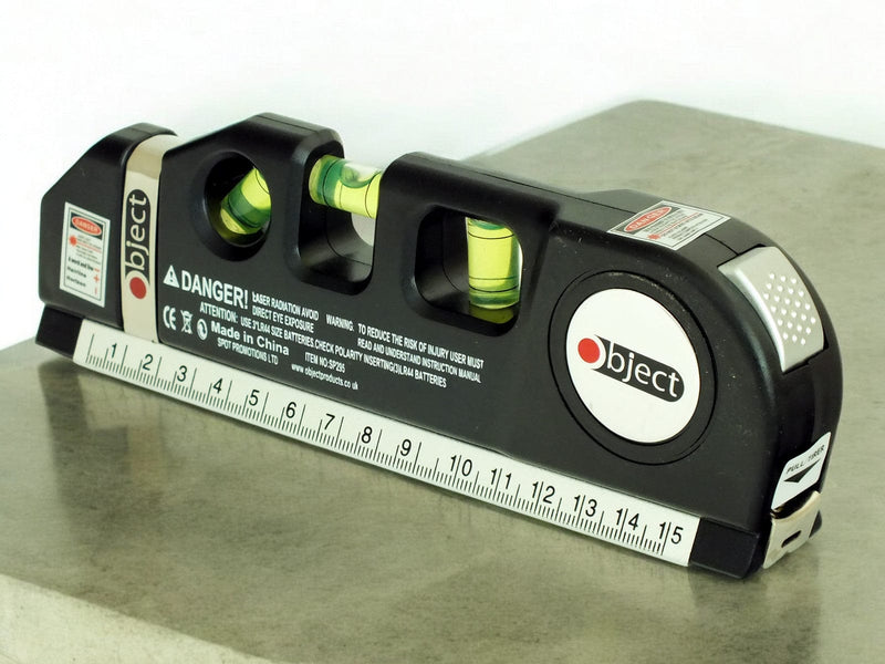 tooltime.co.uk Laser Level Multipurpose Laser Level with Horizontal and Vertical Spirit Levels and 14cm Measuring Tape