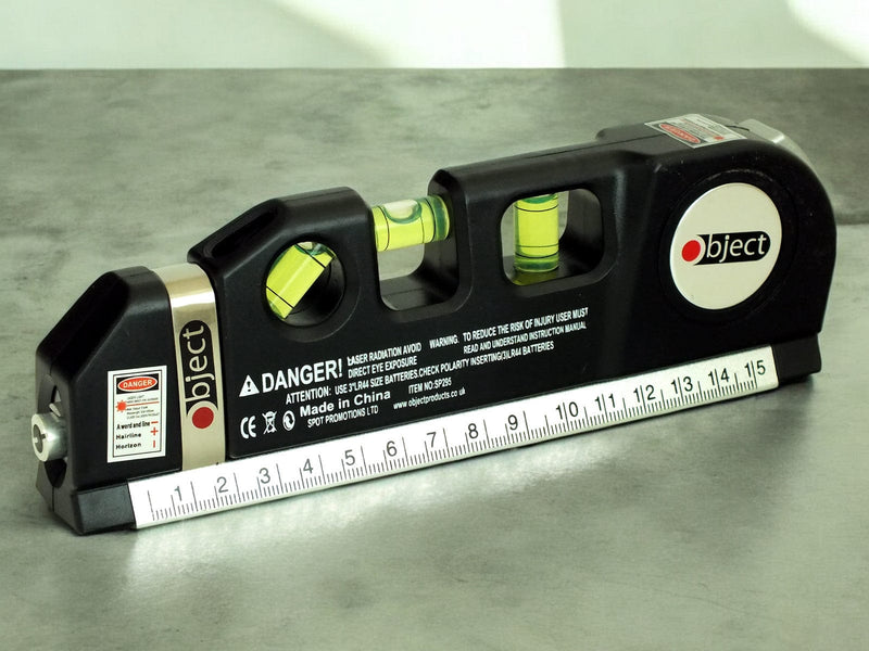 tooltime.co.uk Laser Level Multipurpose Laser Level with Horizontal and Vertical Spirit Levels and 14cm Measuring Tape