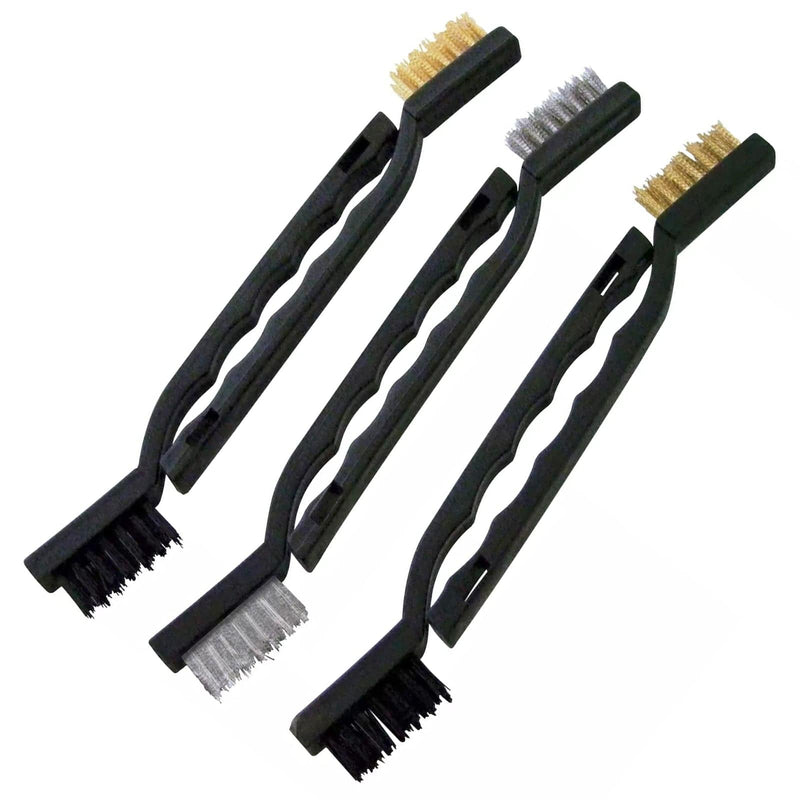 tooltime.co.uk Mini Wire Brush Set 6 Piece Mini Wire Brush Set with Brass Steel and Nylon Bristles