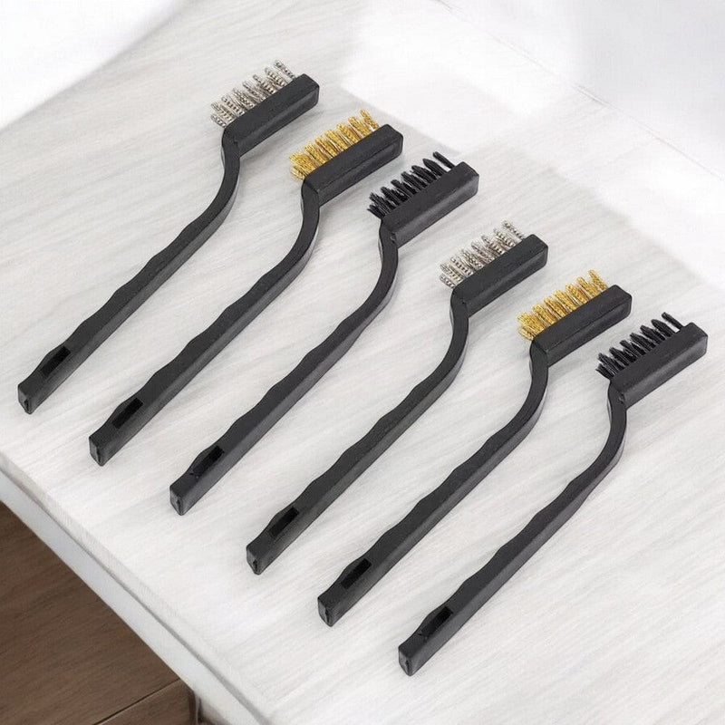 tooltime.co.uk Mini Wire Brush Set 6 Piece Mini Wire Brush Set with Brass Steel and Nylon Bristles