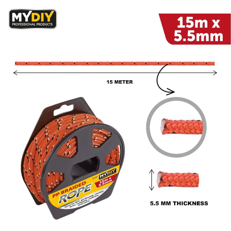 tooltime.co.uk PP Braided Rope PP Braided Rope (Polypropylene) Multipurpose Camping DIY Gardening Clothes Lines