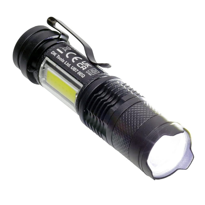 tooltime.co.uk Rechargeable Mini Torch USB Rechargeable Torch Mini Pocket Flashlight COB LED Adjustable Beam & Strobe