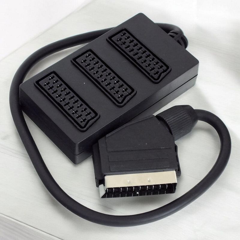 tooltime.co.uk Scart Cable Splitter 3 Way Scart Lead Video Cable Splitter Box | Connects 3 Devices to TV