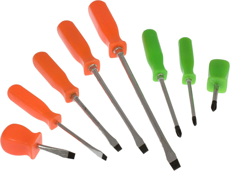 tooltime.co.uk Screwdriver Set Mechanics Engineers Magnetic Tip Hi-Viz Handles 8pc