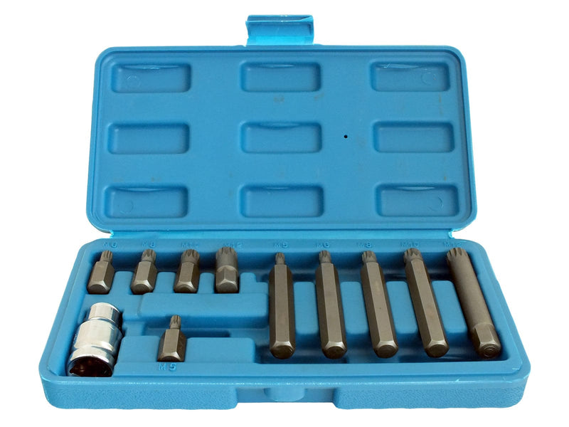 tooltime.co.uk Spline Bit Set 11 Piece Spline Hex Bit Socket Set M5 M6 M8 M10 M12 with 1/2" Drive Adaptor and Case