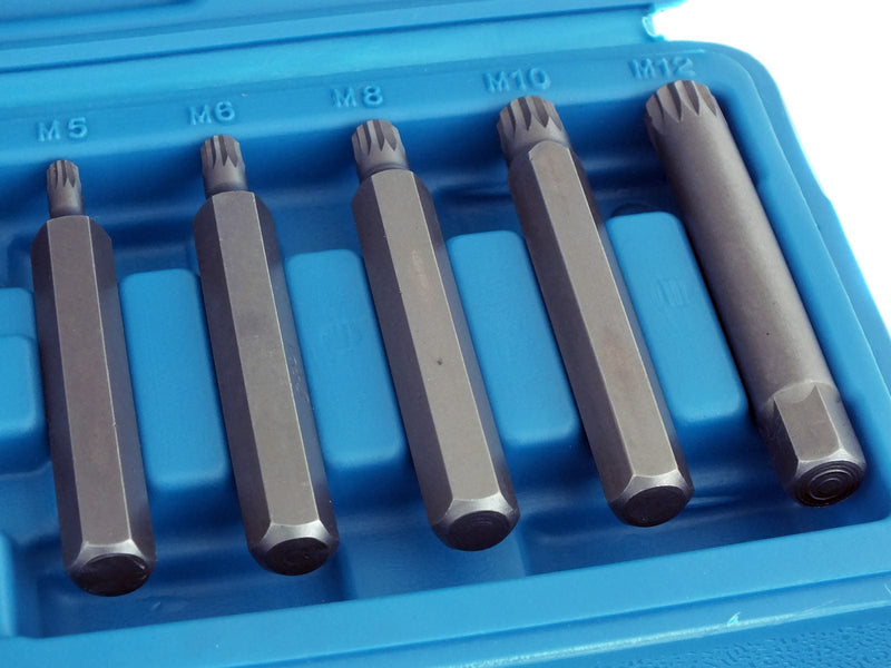 tooltime.co.uk Spline Bit Set 11 Piece Spline Hex Bit Socket Set M5 M6 M8 M10 M12 with 1/2" Drive Adaptor and Case