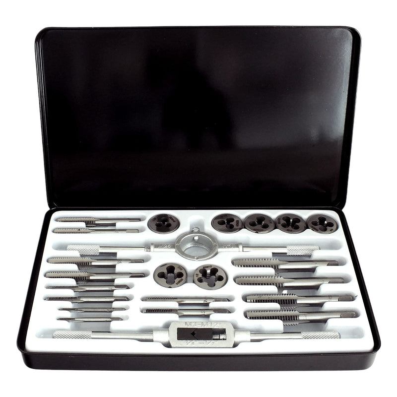 tooltime.co.uk Tap & Die Set 23 Piece Whitworth Tap & Die Set Alloy Steel BSW Thread Repair Kit with Case