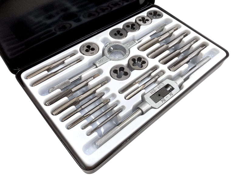 tooltime.co.uk Tap & Die Set 23 Piece Whitworth Tap & Die Set Alloy Steel BSW Thread Repair Kit with Case