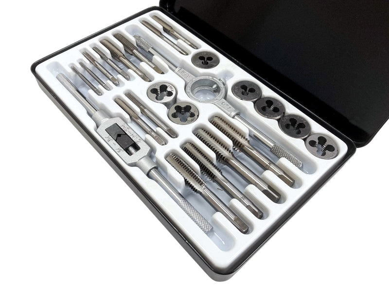 tooltime.co.uk Tap & Die Set 23 Piece Whitworth Tap & Die Set Alloy Steel BSW Thread Repair Kit with Case