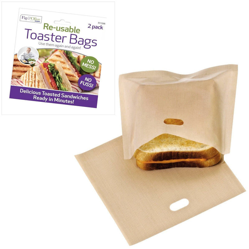 tooltime.co.uk Toaster Bags Pack of 2 Reusable Non-Stick Toaster Bags Toasted Sandwich Pockets