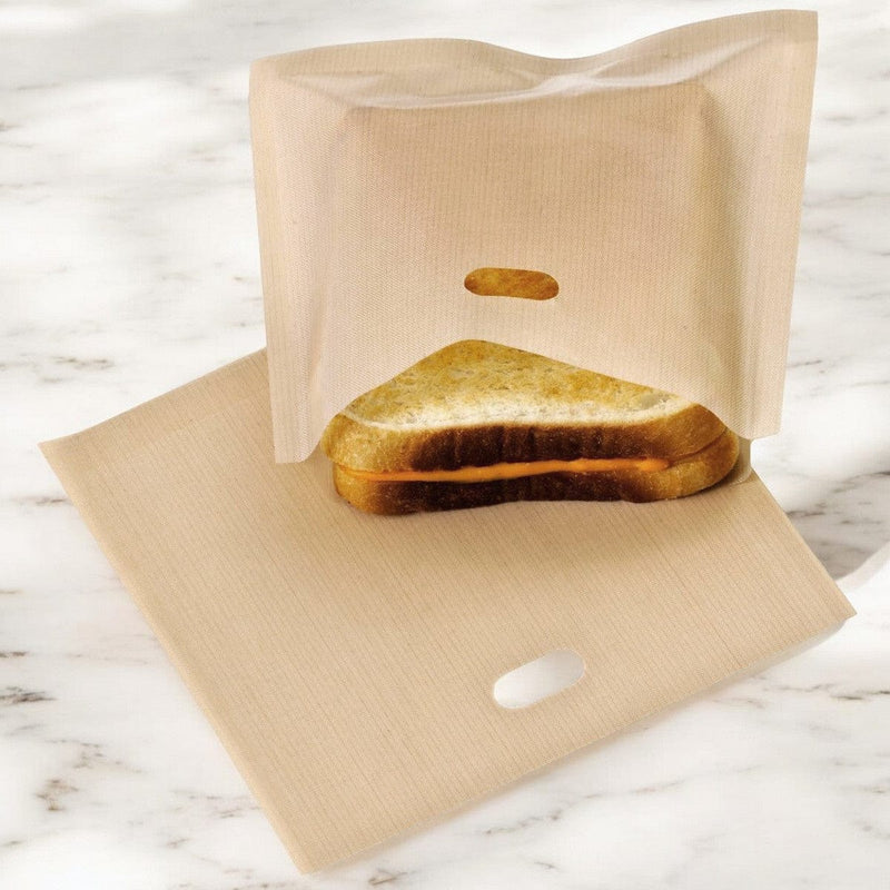 tooltime.co.uk Toaster Bags Pack of 2 Reusable Non-Stick Toaster Bags Toasted Sandwich Pockets